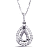 14 KT Rounds Shape Diamond Pendant For 5x3mm Pear Center